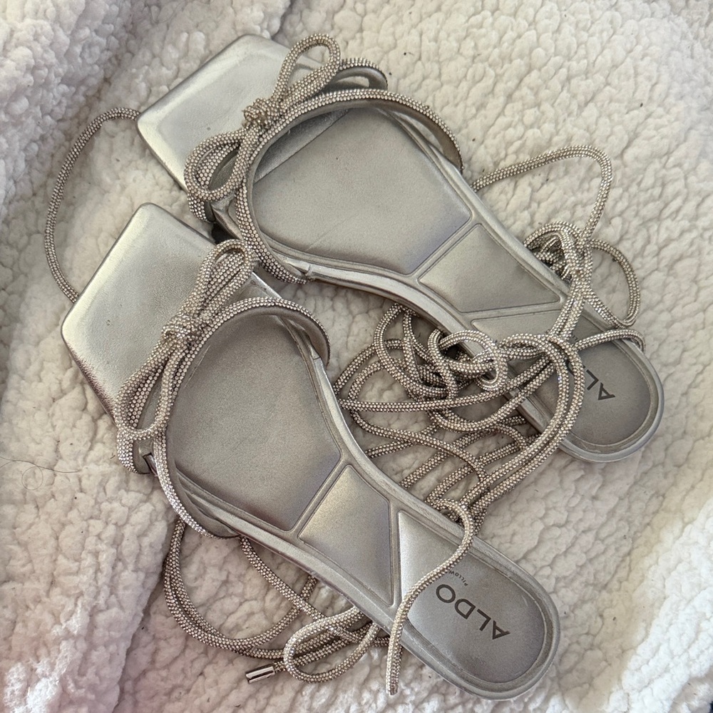 Aldo Metallic Silver Strappy Sandals
